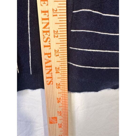 J. Crew navy and white striped crewneck cashmere sweater, size small - Picture 3 of 7
